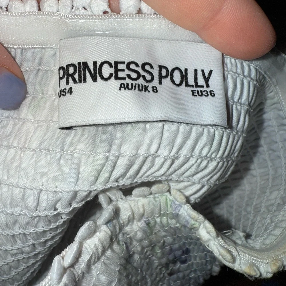 Princess Polly Sunkiss Frill Mini Dress White / Blue 4 - Picture 6 of 6